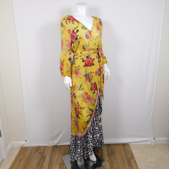 FARM Rio Sunlit Multi-Color Mixed Print Floral Maxi Wrap Dress M (2825) - Picture 7 of 7